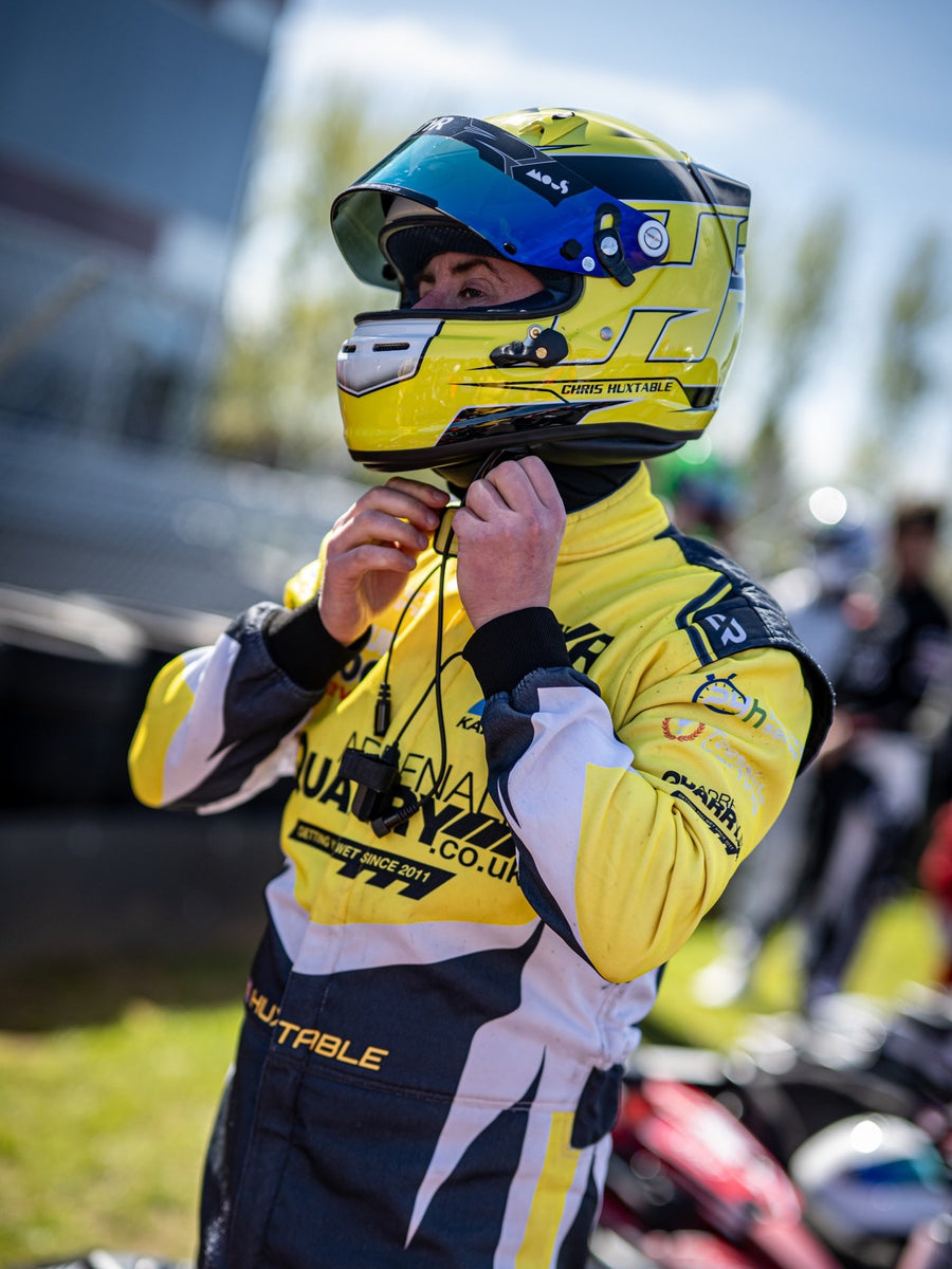 Chris Huxtable in a custom CR X-PRO kart suit